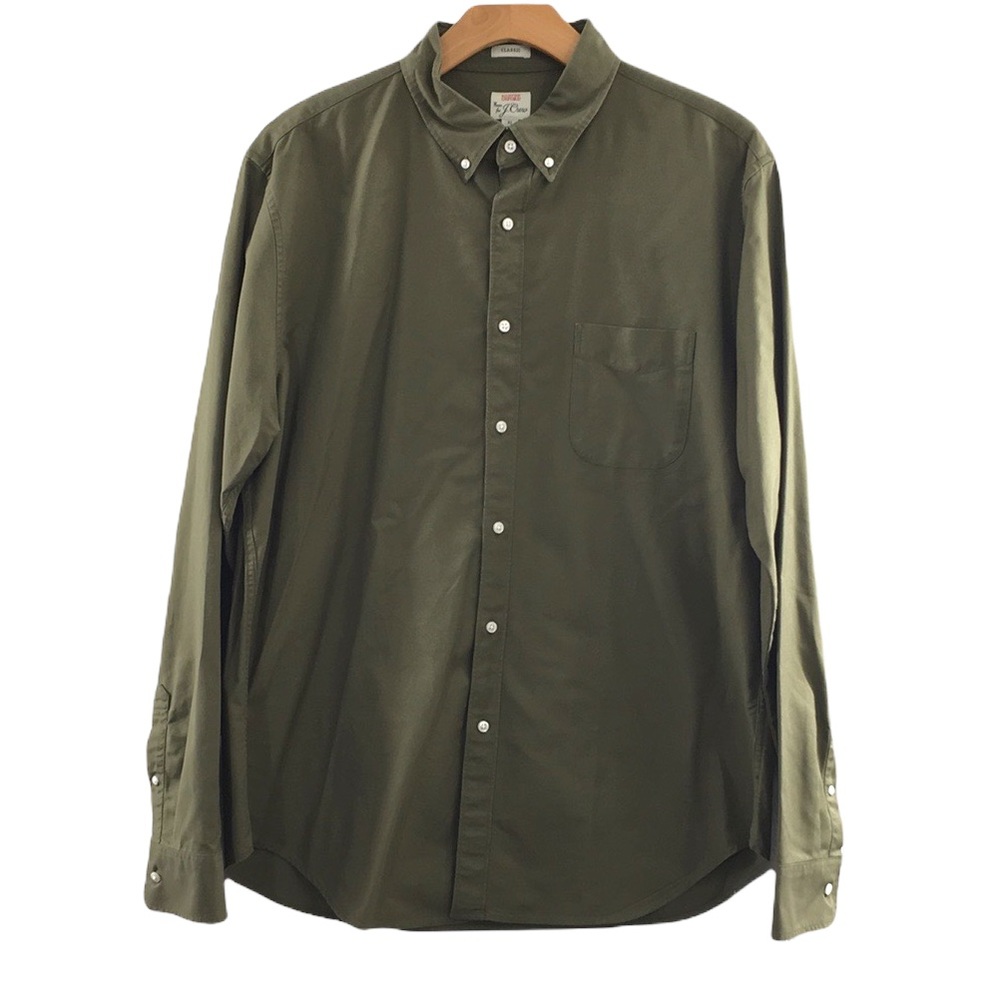 J. Crew All Cotton Oxford Green Classic Button Down Shirt Mens XL Long Sleeve - Picture 1 of 14